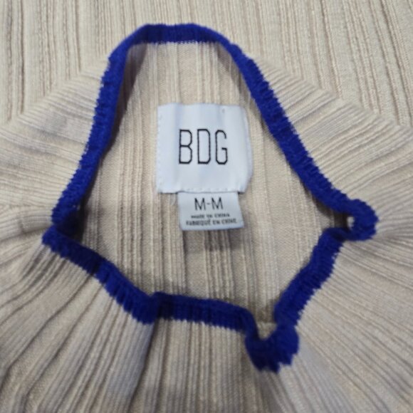 BDG Kiara Women's Open Back Ribbed Long Sleeve Sweater Beige Green Navy - Medium - Picture 13 of 13